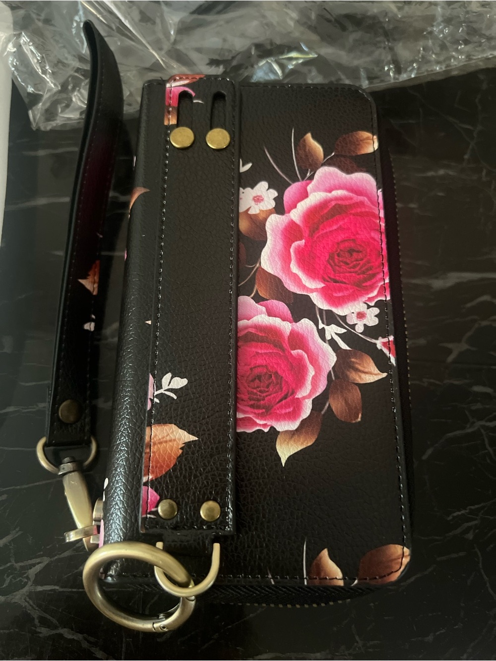 Wallet Flower Floral Pattern with Card Holders Zipper Purse RFID Wallet Wristba - Picture 8 of 8